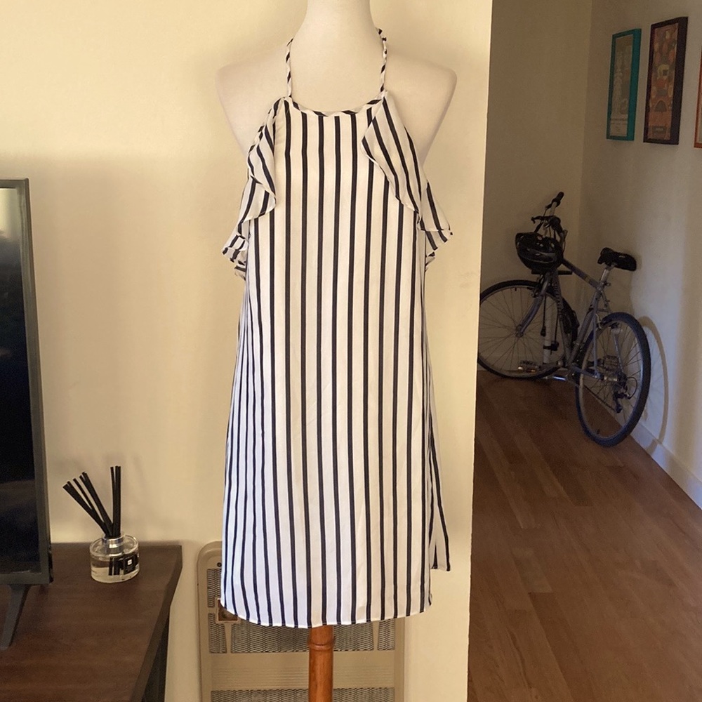 J. Crew Black and White Striped Dress